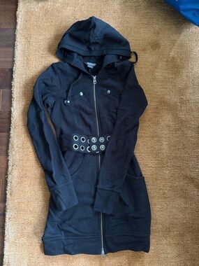 Armani exchange vintage Women’s Black Hooded Long Jacket